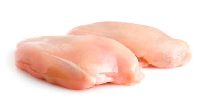 The tendon, which can be seen as the white line running down the chicken, is easily removed using just a fork and a paper towel.