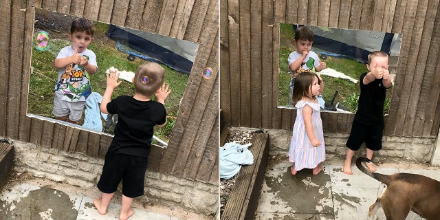 "At least now the children can see each other and chat through the window,” their mom said.