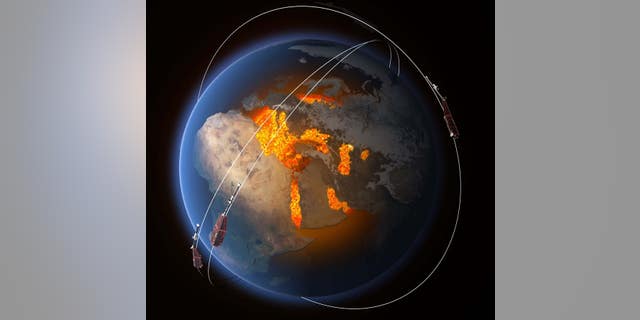 The magnetic field is thought to be generated by an ocean of superheated, swirling liquid iron that makes up Earth’s the outer core.