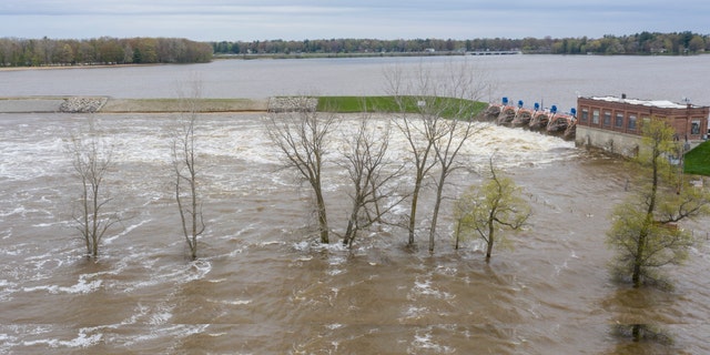 A view of the flooded area near the Sanford Dam on Tuesday, May 19, 2020.