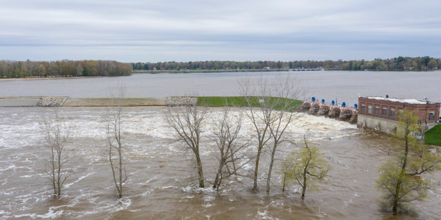 A view of the flooded area near the Sanford Dam on Tuesday, May 19, 2020.