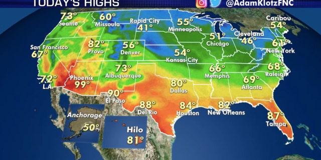 Unseasonable cold is forecast to linger in the Midwest and Northeast on Monday.