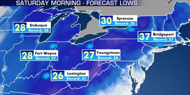 Record-cold temperatures may be broken on Saturday due to the blast of Arctic. air.