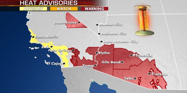 Excessive heat warnings and advisories are in effect out west as hot weather continues.