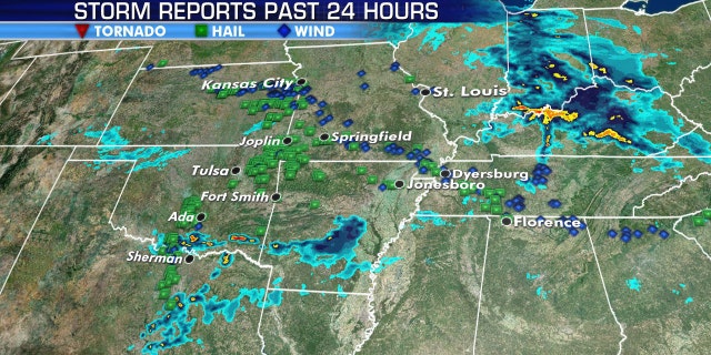 Storm reports on Monday across the Midwest.