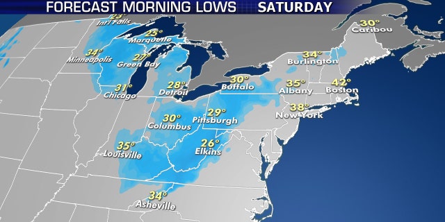 Record low temperatures are possible by Saturday as Arctic air surges into the Midwest and Northeast.