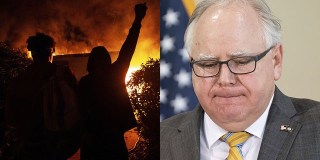Minnesota Gov. Tim Walz addresses reporters as the Minneapolis-St. Paul region deals with continued rioting following the death of George Floyd.
