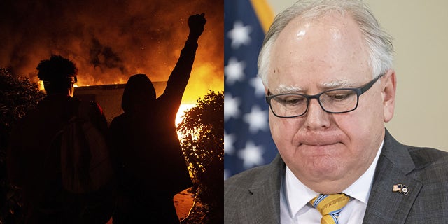 Minnesota Gov. Tim Walz addresses reporters as the Minneapolis-St. Paul region deals with continued rioting following the death of George Floyd.