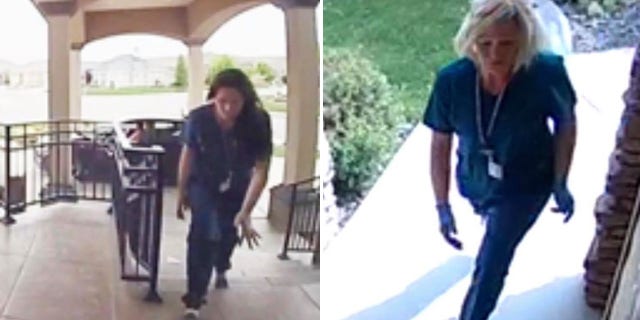 Police are searching for two women who dressed as nursed and stole packages from the porches of homes in the city of Kennewick in southeastern Washington.