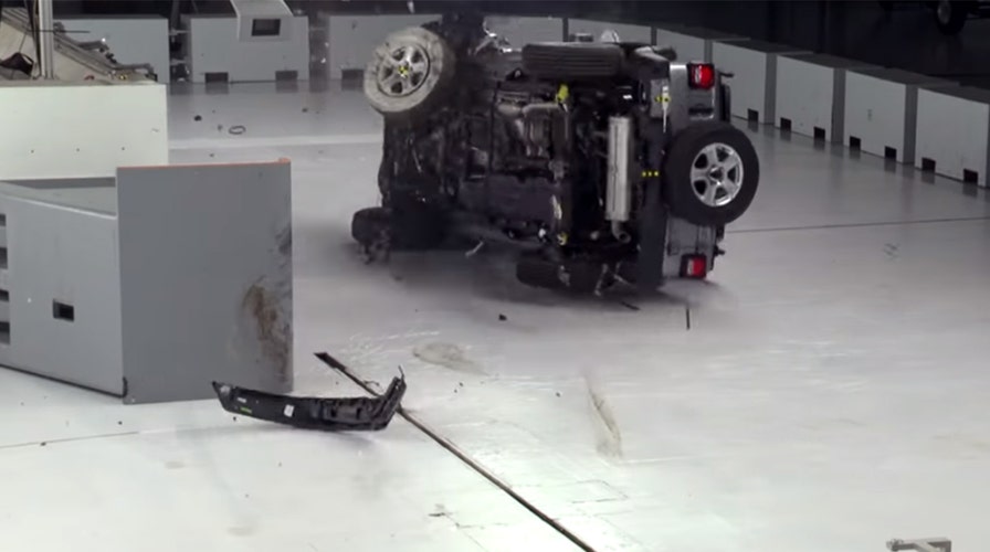 Watch: Jeep Wrangler tips during IIHS crash test | Fox News