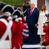 President Donald Trump and first lady Melania Trump participate in a Memorial Day ceremony at Fort McHenry National Monument and Historic Shrine, in Baltimore, May 25, 2020,. 