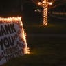 Our family decided to put together a sign thanking those working to keep our country together. We lit it up for those going by in the night time hours. We will get through this together.