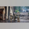 Minnesota National Guard soldiers patrol a street on May 29, 2020, in Minneapolis.