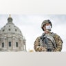 A member of the Minnesota National Guard stands guard by the State Capitol in St. Paul, Minn., Friday, May 29, 2020. Minnesota Gov. Tim Walz announced that he asked the Minnesota National Guard to be responsible for the safety of the State Capitol. 