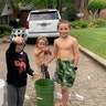 Worms !! DIY slip n slide brought out the worms ! Little Rock ,Arkansas Shelton family ( my grandkids are the 2 boys on left)