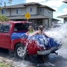 Our grown children have come up with ways to entertain their kids in the midst of the shutdown. Here’s one of our family groups on Ford Island, Pearl Harbor, Hawaii. They made a mobile swimming pool in the truck bed: