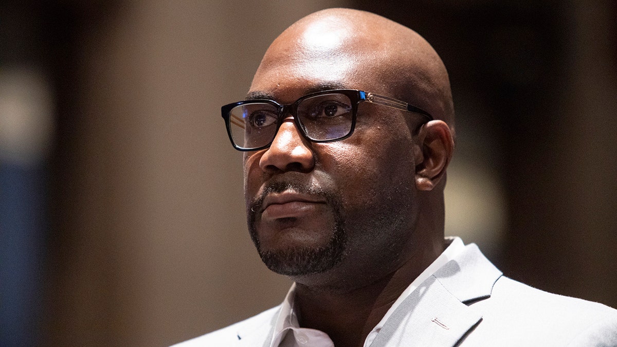 Philonise Floyd, a brother of George Floyd, looks on during the opening statement at a House Judiciary Committee hearing on proposed changes to police practices and accountability on Capitol Hill, Wednesday, June 10, 2020, in Washington. (Graeme Jennings/Pool via AP)