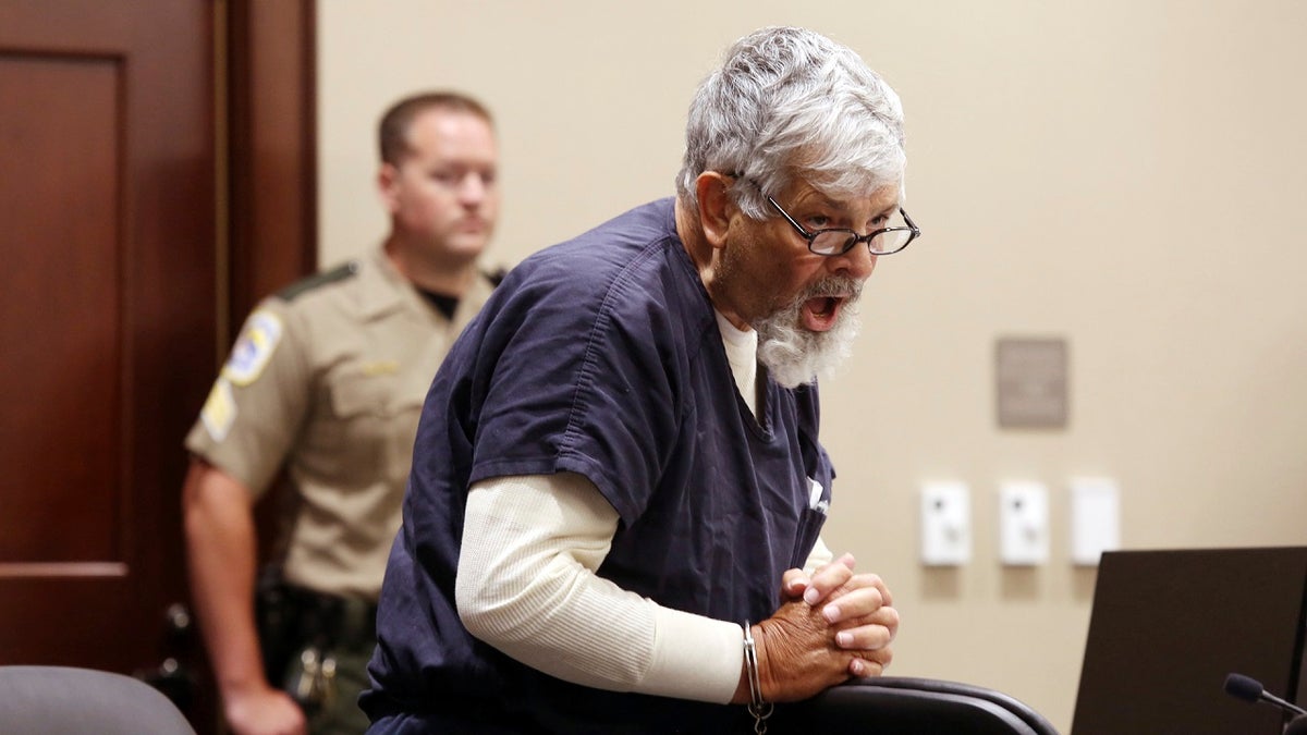 Frederick Hopkins speaks Thursday during a hearing in Florence, S.C., where a prosecutor announced he would seek the death penalty against him for the October 2018 shooting of seven police officers, two fatally. Hopkins spent eight minutes insulting the prosecutor and complaining he didn't have a preliminary hearing. (Matthew Christian/The Morning News via AP)