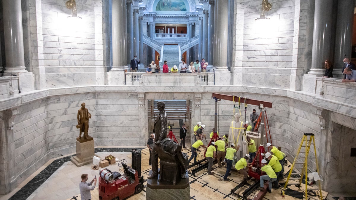 “Now, every child who walks into their Capitol feels welcome. Today we took a step forward for the betterment of every single Kentuckian," said Gov. Andy Beshear. (Ryan C. Hermens/Lexington Herald-Leader via AP)