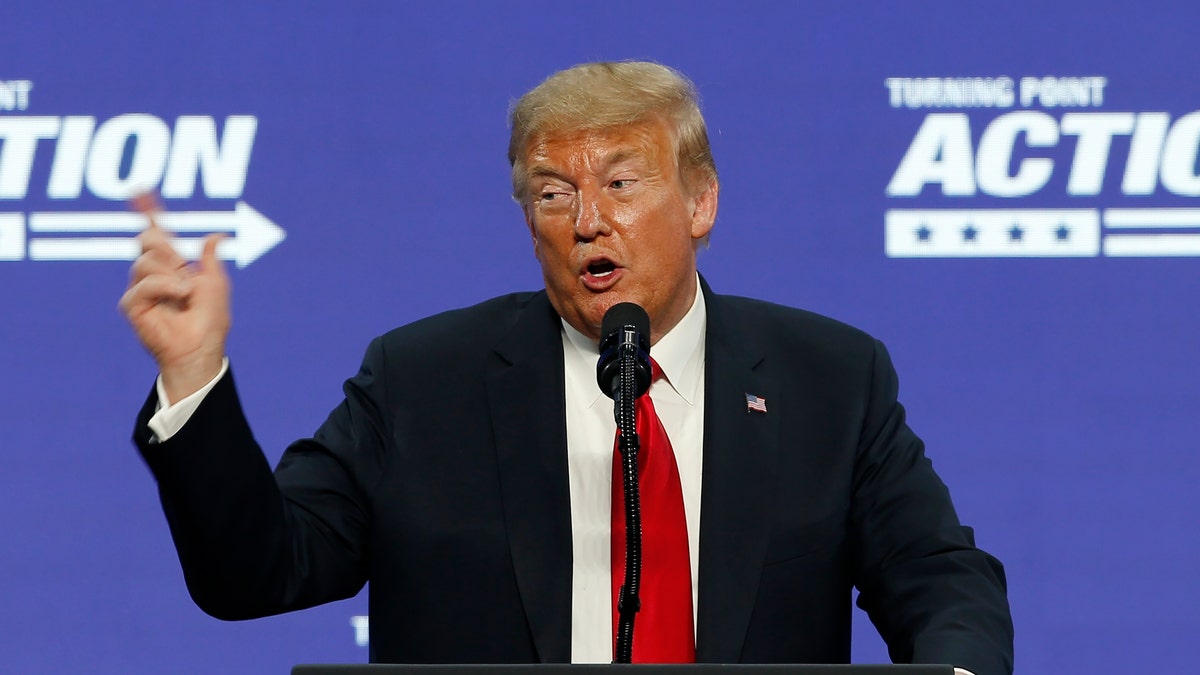 President Donald Trump speaks at the Students for Trump conference at Dream City Church, Tuesday, June 23, 2020, in Phoenix. (Associated Press)