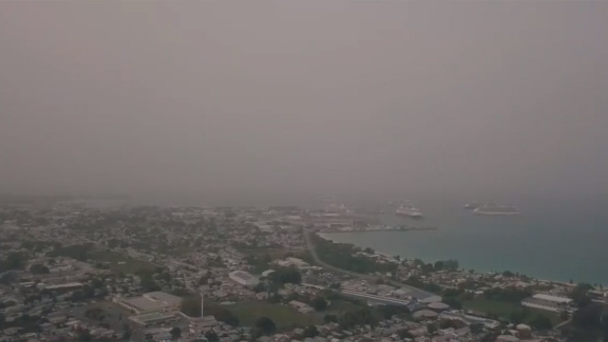 Extremely dusty conditions can be seen over Bridgetown, Barbados as a Saharan dust cloud reached the Caribbean on Monday.