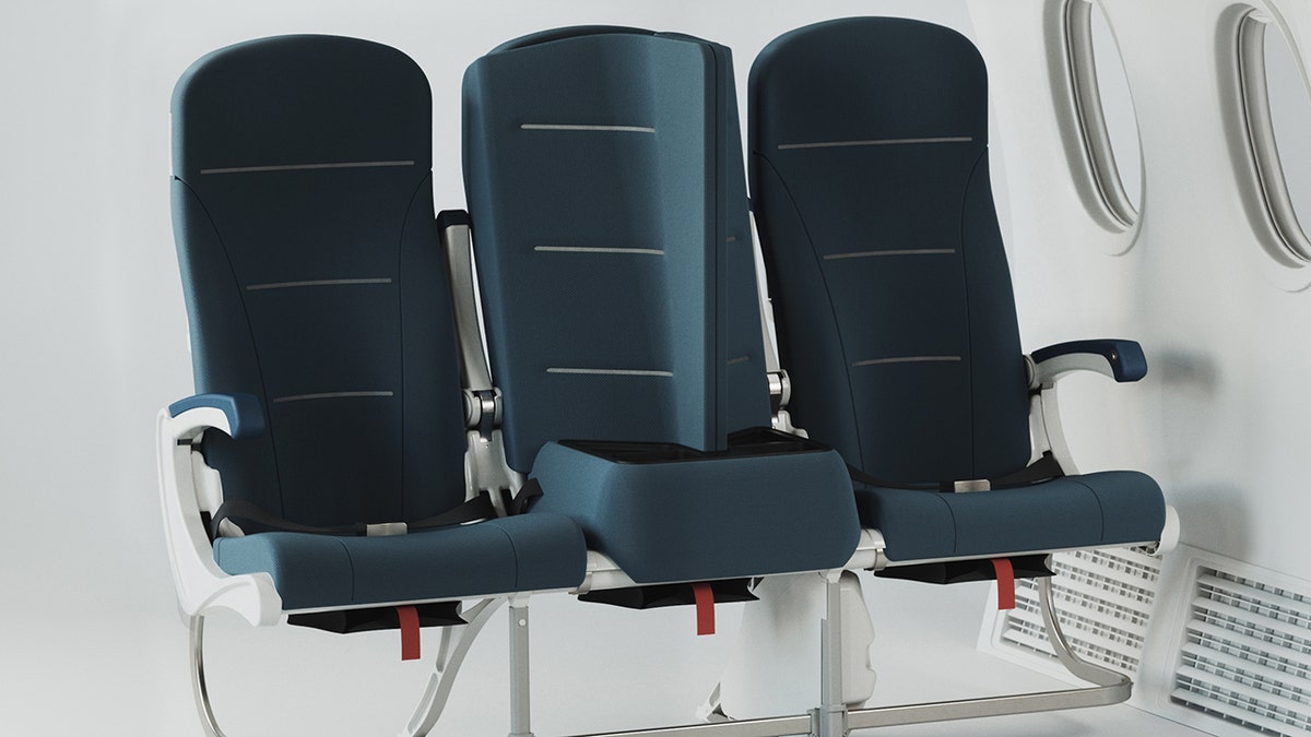 It features a chair back that can serve as a divider to separate the window and aisle seat.