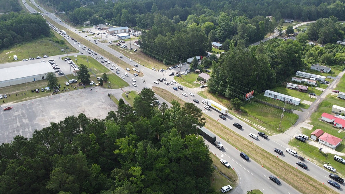 Heavy traffic was reported along US 401 for George Floyd public viewing in Raeford, N.C.