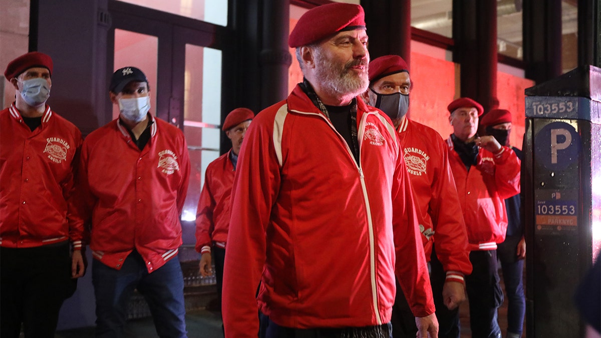 Curtis Sliwa, the founder and CEO of the Guardian Angels, walks with other Guardian Angels on a safety patrol in lower Manhattan following nights of looting in the area after the death of George Floyd on June 03, 2020 in New York City. (Spencer Platt/Getty Images)