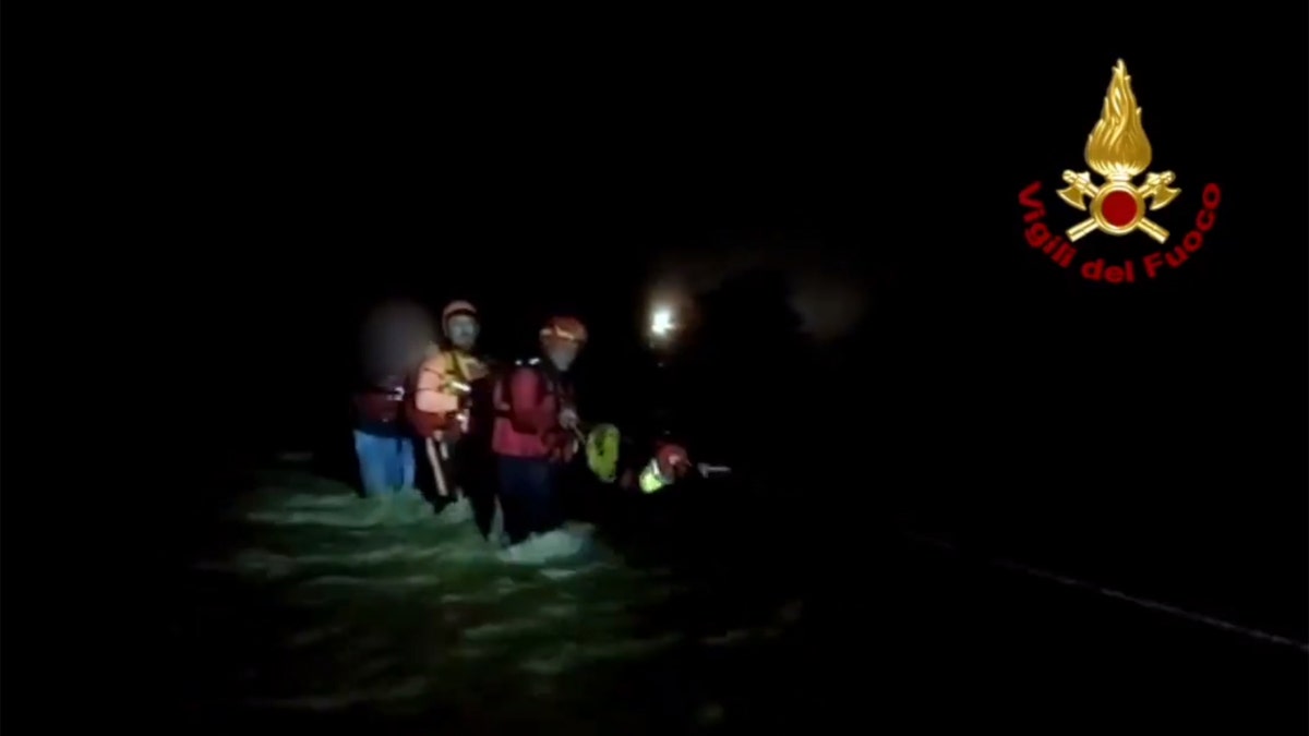 Three people were rescued late Monday after flash flooding in Italy.