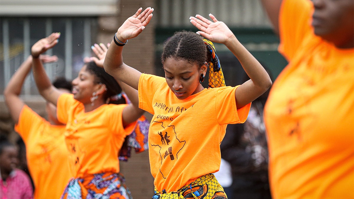 Members of the parade perform during the 48th Annual Juneteenth Day Festival on June 19, 2019 in Milwaukee, Wis. (Dylan Buell/Getty Images for VIBE)