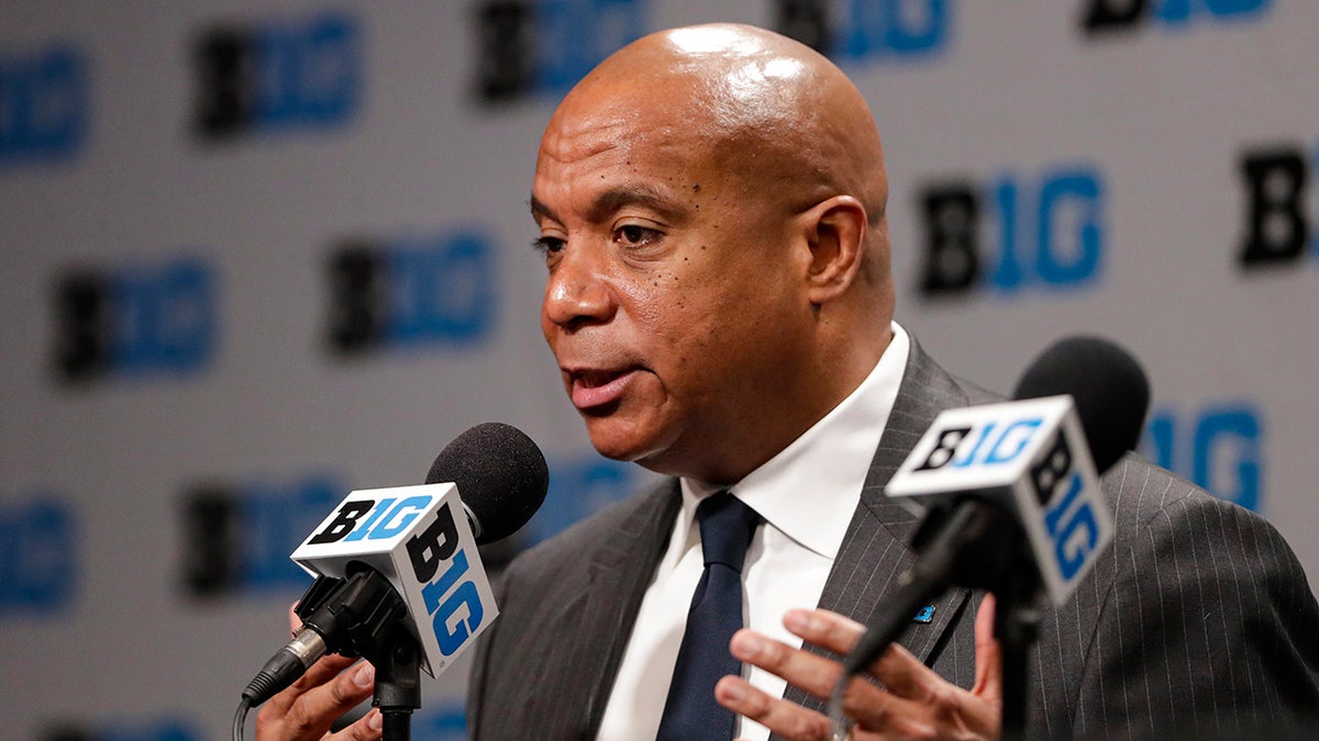 Big Ten Commissioner Kevin Warren speaks to the media