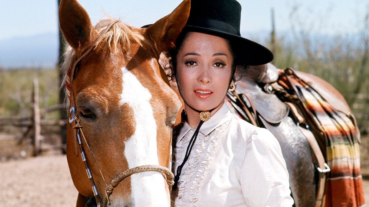 'High Chaparral' -- 'To Stand for Something More' Episode 6 -- Pictured: Linda Cristal as Victoria Montoya Cannon -- (Photo by: NBCU Photo Bank/NBCUniversal via Getty Images)