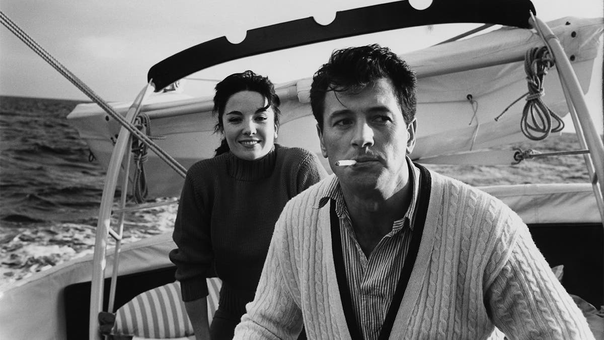 Actors Rock Hudson (1925 - 1985) and Linda Cristal on board a yacht, Feb. 18, 1960. (Photo by Photoplay/Archive Photos/Getty Images)