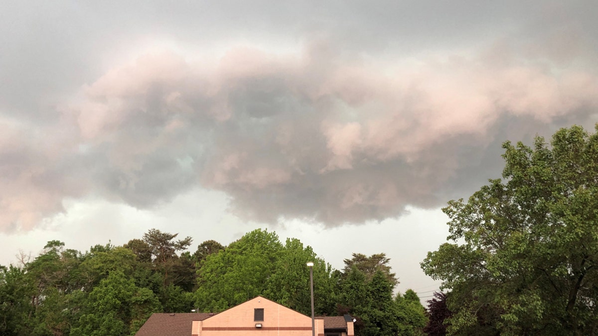 A line of severe thunderstorms approaches Mount Holly, N.J., on June 3.