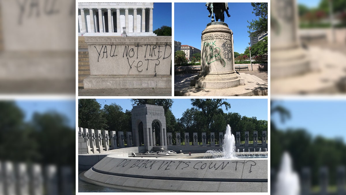 Vandals damaged the Lincoln Memorial, the World War II Memorial and the statue of General Casimir Pulaski on the National Mall in Washington amid George Floyd protests.