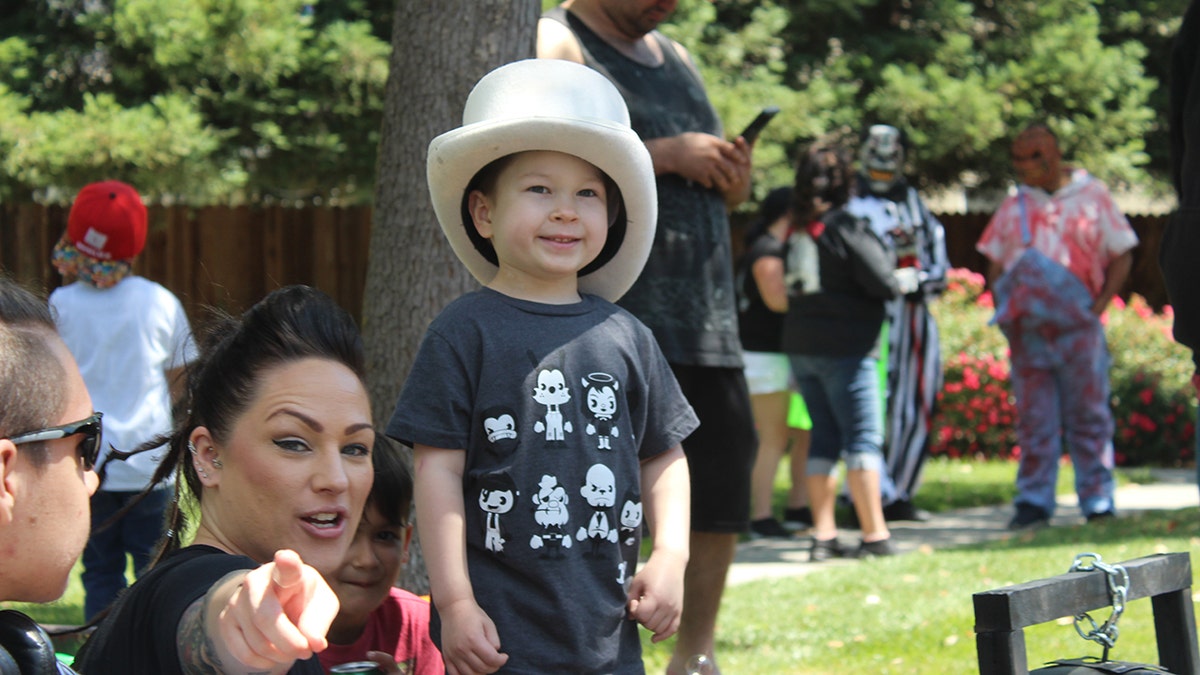 Brodie was able to keep the hat from one of his favorite clowns, Blanco, who was unable to attend the parade.