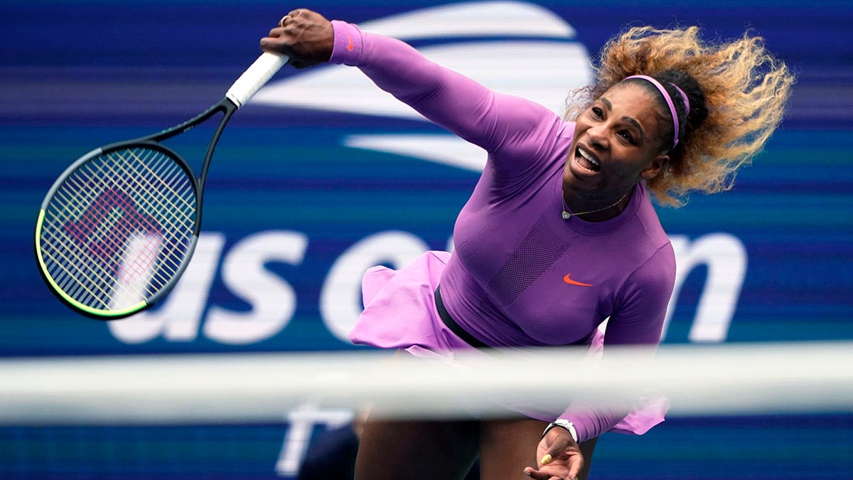Serena Williams returns a shot