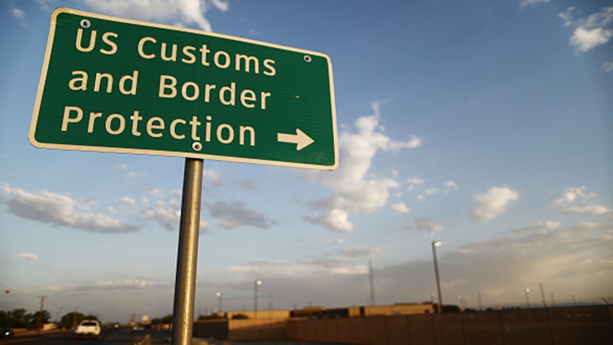 Customs and Border Protection sign, Clint, Texas