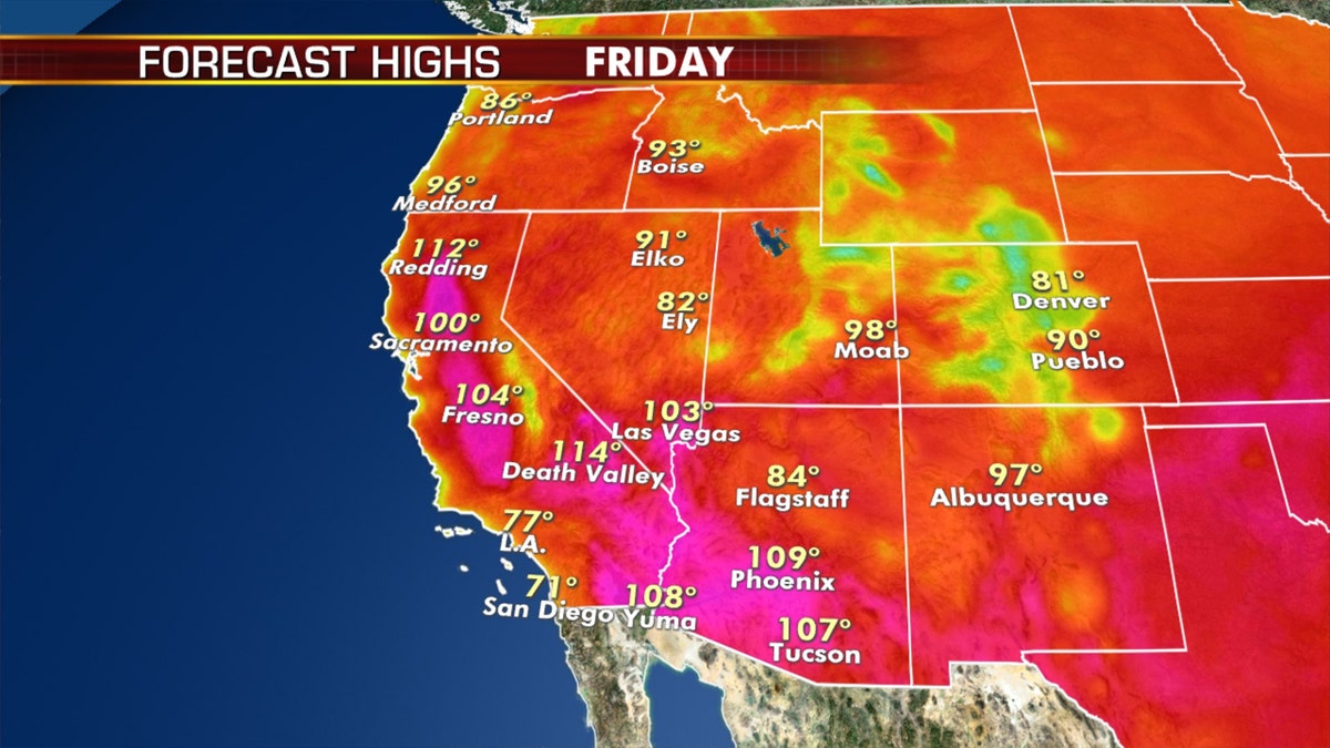 Hot weather is expected again out West on Friday.