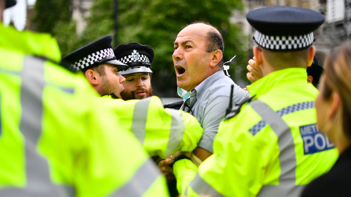 The man is believed to have been part of a pro-Kurdish protest group. (Victoria Jones/PA via AP)