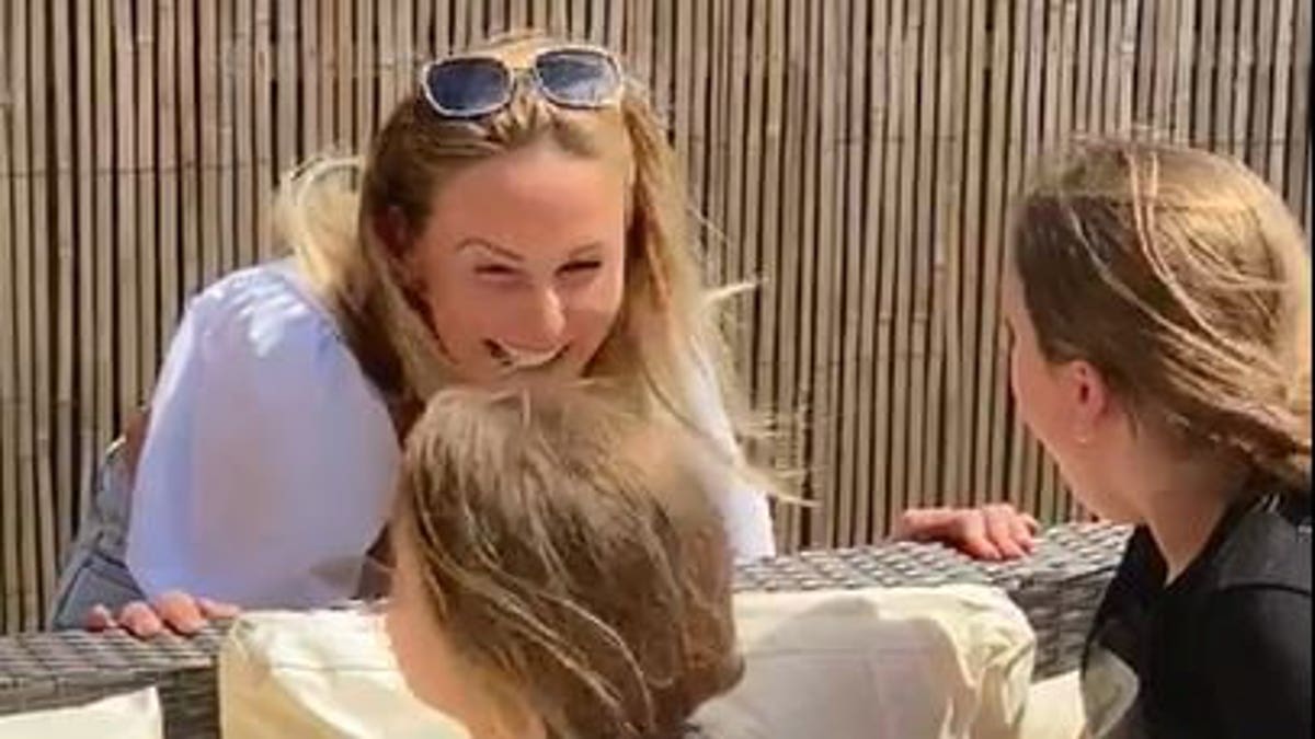 Video footage of Vaughan's heartwarming reunion with Bella, 9, and Hettie, 7, has since gone viral on Twitter, with 6.5 million views. 