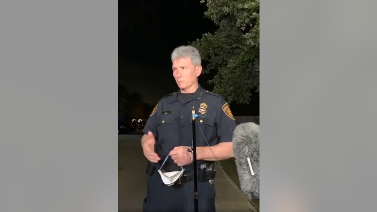 San Antonio police Chief William McManus addresses reporters after a family of six was found dead in a garage.