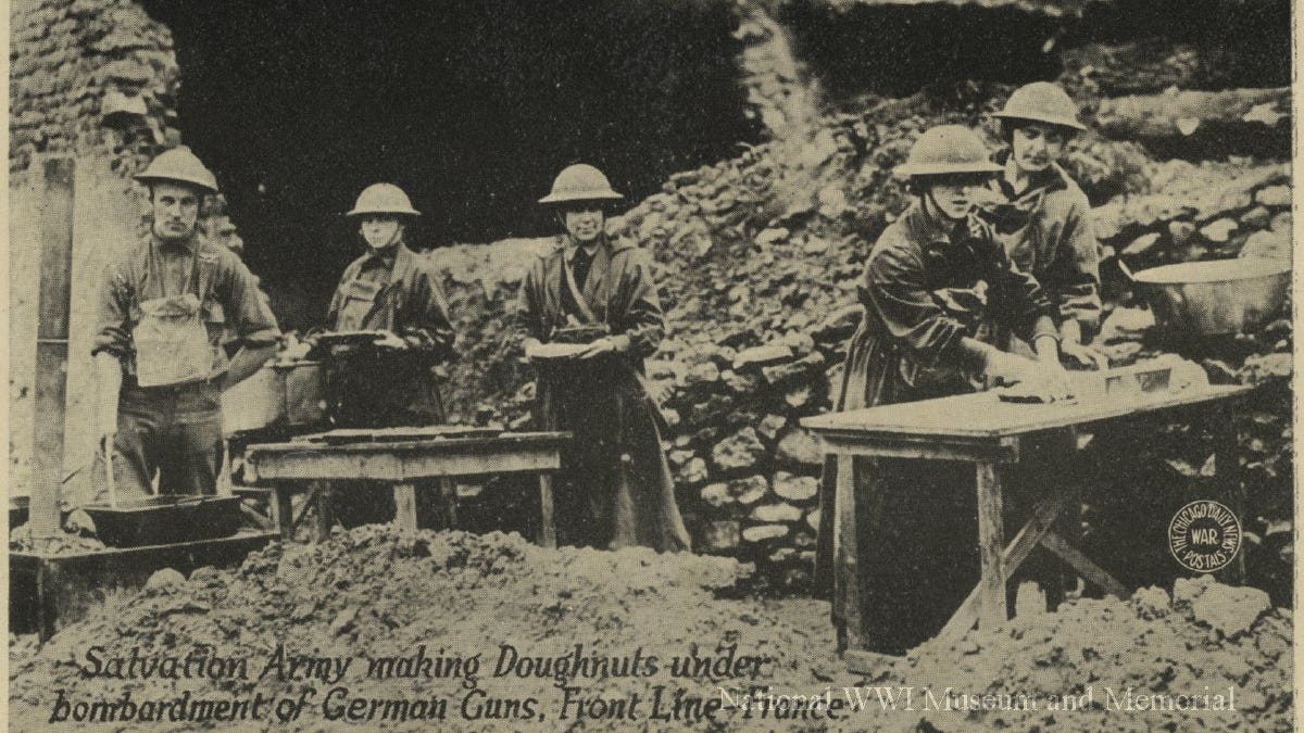 Though doughnut shops did not become a staple of America until mid-century, the love of the fried dough confection was still there.
