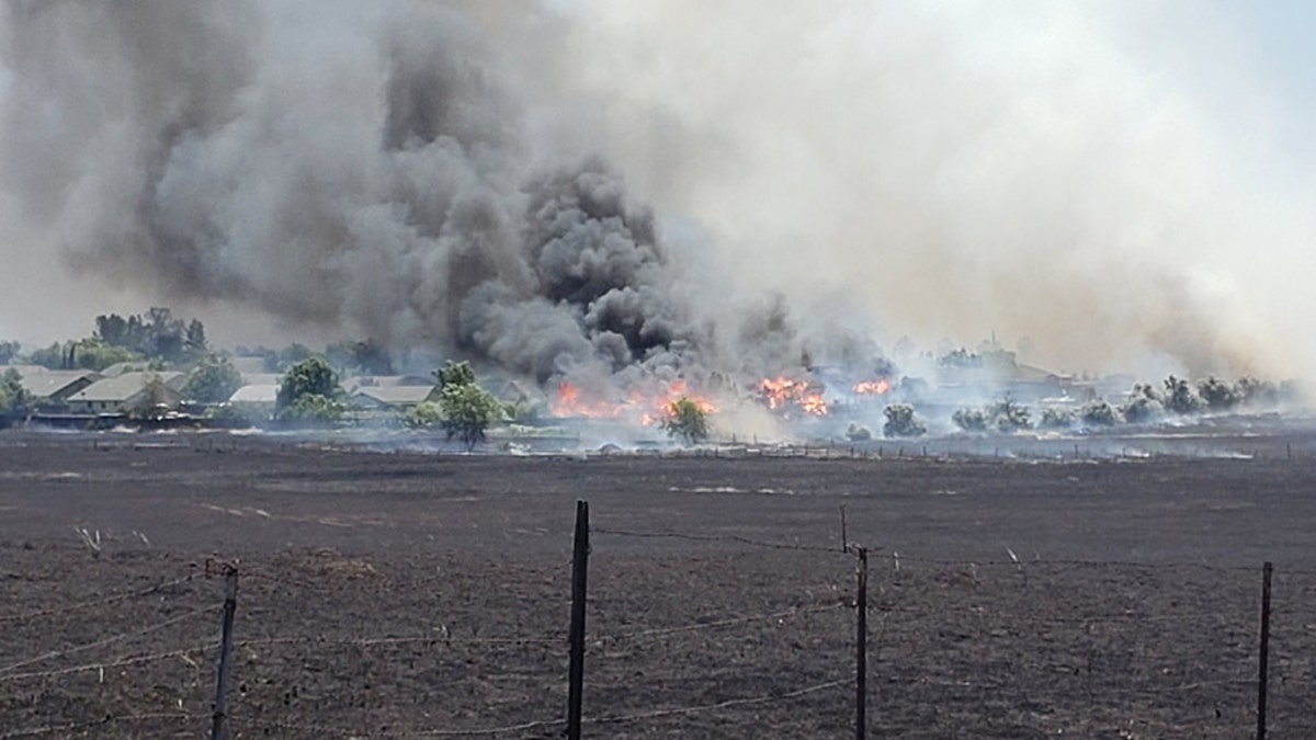 The Nelson Fire in Butte County, California destroyed three homes and scorched some 95 acres on Wednesday.