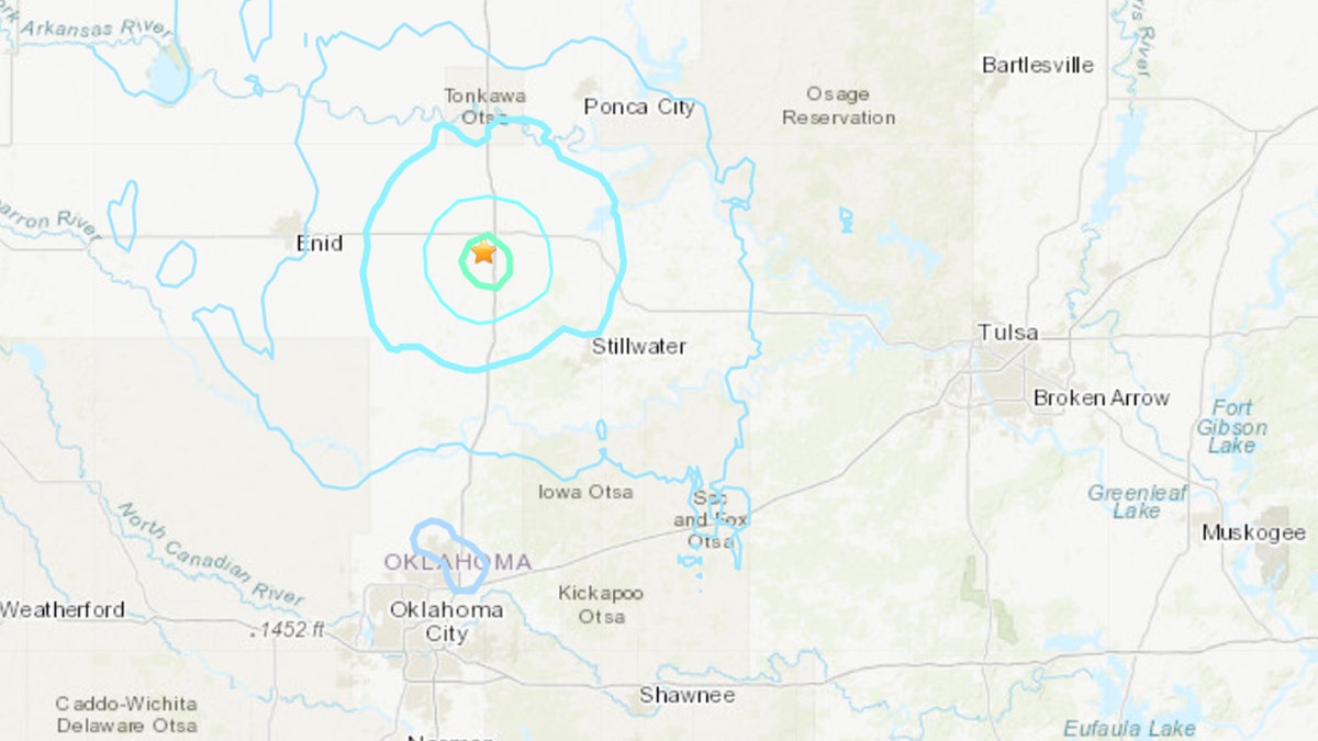 The U.S. Geological Survey said the magnitude 4.2 earthquake happened at 10:15 p.m. near Perry, roughly 80 miles west of Tulsa.