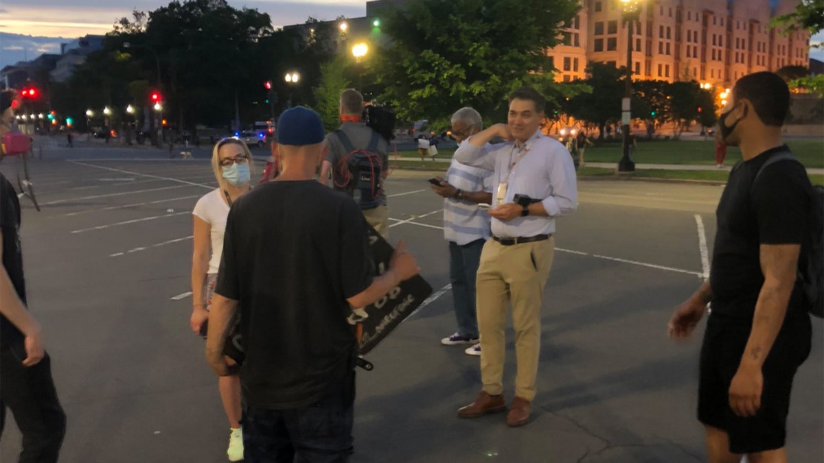 Republican strategist Caleb Hull told Fox News that CNN’s Jim Acosta didn’t wear a mask while chatting with protestors on Friday.