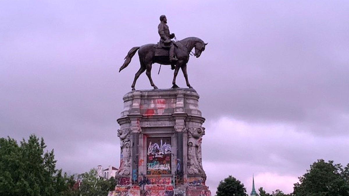 Statue of Gen. Robert E. Lee before it was removed from Monument Avenue in Richmond, Virginia.