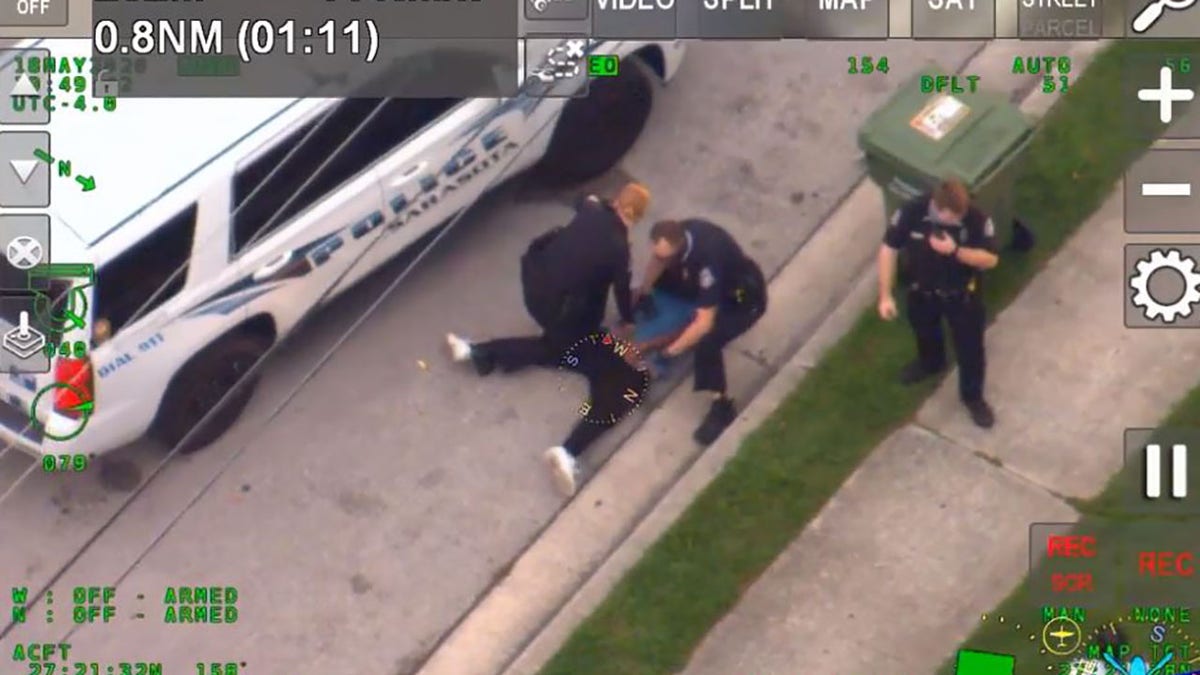 Police shared aerial video of the arrest on Tuesday.