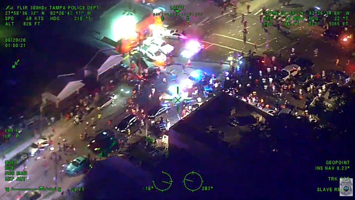 Dugan said that the crowd threw bottles and glass at police, injuring two officers.