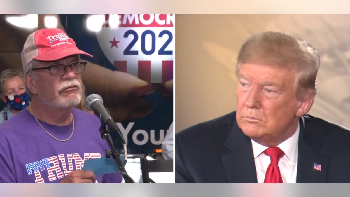 A "Hannity" town hall audience member in Green Bay, Wis., on Thursday asks President Trump about protecting November's election.